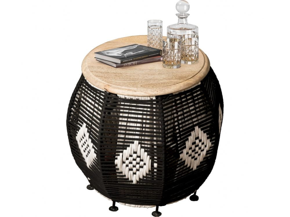 Danish Style Odkladací stolík Ario, 43 cm, hnedá/čierna