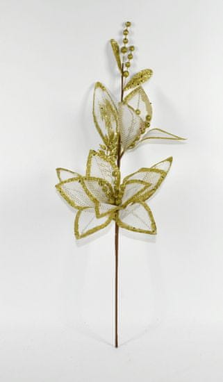 DUE ESSE Vianočná textilná kvetina - zlatá, 65 cm