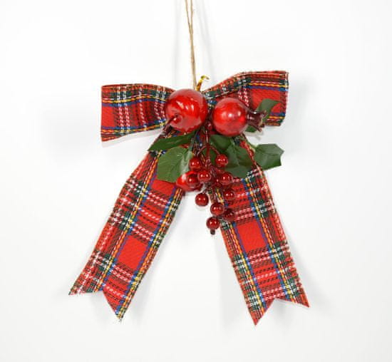DUE ESSE Vianočná dekorácia mašľa s vetvičkou, 30 cm