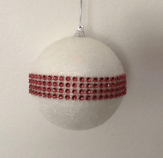 DUE ESSE Súprava 4 ks vianočných sklenených gúľ, biela/červená, Ø 10 cm