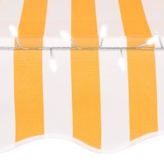 Petromila vidaXL Ručne zaťahovacia markíza s LED 400 cm, bielo oranžová