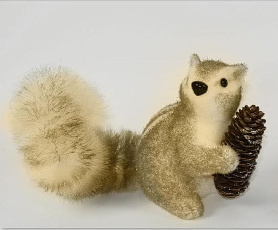 DUE ESSE Vianočná veverička so šiškou, 18 cm, hnedá-typ 1