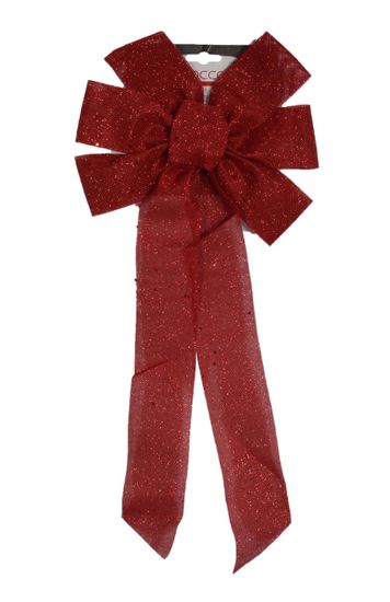 DUE ESSE Vianočná červená mašľa s flitrami, 55 cm