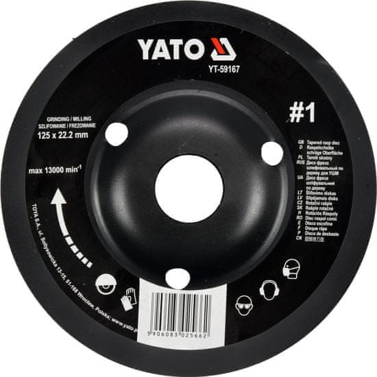 YATO  Rotačná rašpľa uhlová hrubá 125 mm typ 1