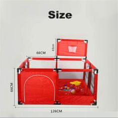 Tavalax Turistické postieľky/cestovná prenosná detská posteľ, červený košík + 100ks Tavalax do bazéna 5.5cm farebné lopty