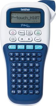 Tlačiareň štítkov PT-H107 (PTH107BRE1) odolné štítky TZ 12 mm rýchle nastavenie fontov a rámčekov LCD displej klávesnica