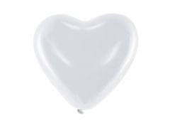 PartyDeco Balóny biele srdce 25cm 100ks