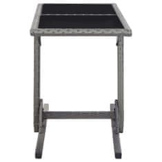 Vidaxl Záhradný stôl antracitový 110x53x72 cm sklenený a polyratan