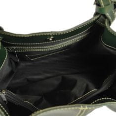 VegaLM Kožená kabelka SHOPPER, ručne farbená a tieňovaná, tmavo zelená farba