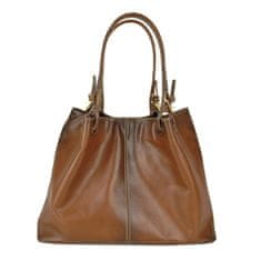 VegaLM Kožená kabelka SHOPPER, ručne farbená a tieňovaná, svetlo hnedá farba