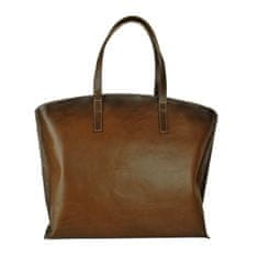VegaLM Veľká kožená kabelka SHOPPER, ručne farbená a tieňovaná, svetlo hnedá farba