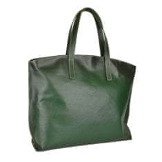 VegaLM Veľká kožená kabelka SHOPPER, ručne farbená a tieňovaná, tmavo zelená farba