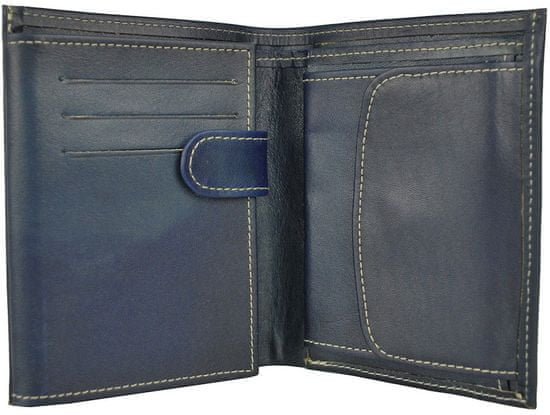 VegaLM Pánska kožená peňaženka, ručne tieňovaná v tmavo modrej farbe