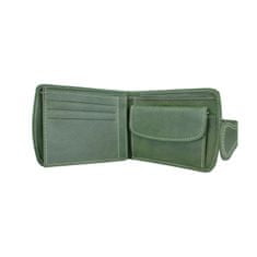 VegaLM Elegantná UNISEX kožená peňaženka v zelenej farbe, ručne tamponovaná