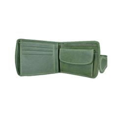 VegaLM Elegantná UNISEX kožená peňaženka v zelenej farbe, ručne tamponovaná