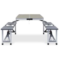 Vidaxl Skladací kempingový stôl so 4 sedadlami oceľový hliníkový