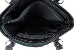 VegaLM Ručne vyšívaná kožená kabelka s béžovým vyšívaním