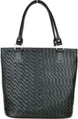 VegaLM Ručne vyšívaná kožená kabelka s čiernym vyšívaním