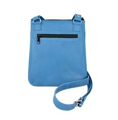 VegaLM Ručne vyšívaná kabelka z pravej kože v modrej farbe