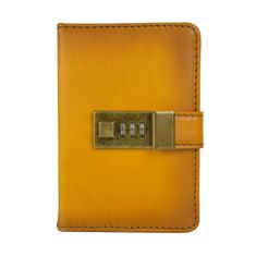 VegaLM Kožený zápisník MINI z prírodnej kože s číselným zámkom v žltej farbe