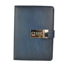 VegaLM Kožený zápisník MIDDLE z prírodnej kože s číselným zámkom v tmavo modrej farbe