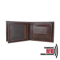 VegaLM RFID Ochranná kožená peňaženka z pravej kože v tmavo hnedej farbe