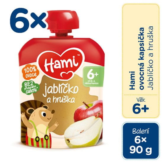 Hami Ovocná kapsička Jabĺčko a hruška 6 x 90 g