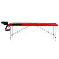 Petromila vidaXL 2-zónový skladací masážny stôl čierno-červený hliníkový
