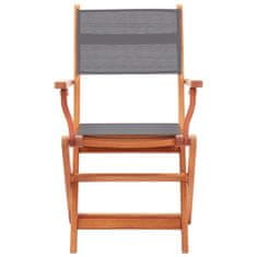 Vidaxl Skladacie záhradné stoličky 6 ks sivé eukalyptus a textilén