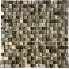 Maxwhite Mozaika PM001 sklenená biela hnedá 30x30cm sklo kamenná
