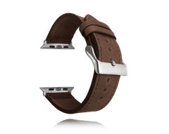 LAVVU Tmavohnedý kožený remienok TOP GRAIN pre hodinky APPLE WATCH 42-44 mm