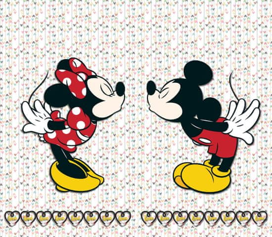 AG Design Záclona Myška Minnie a Mickey Mouse so srdiečkami, 180 x 80 cm, 2 ks