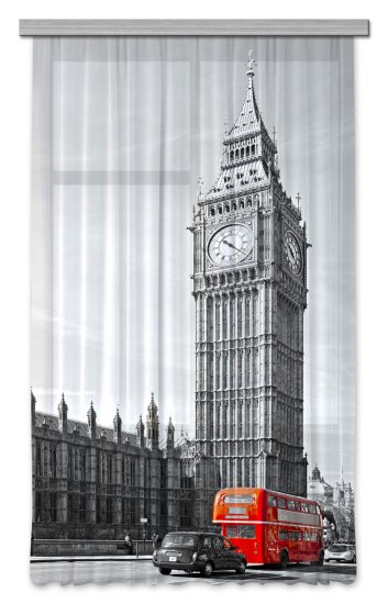 AG Design Záclona Červený autobus v Londýne 140 x 245 cm 1 ks