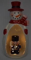 DUE ESSE Porcelánový snehuliak so svietiacim luskáčikom v brušku 23 cm, typ 4