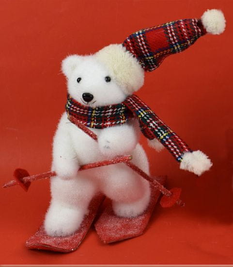 DUE ESSE Vianočná dekorácia, ľadový medveď na lyžiach 20 cm