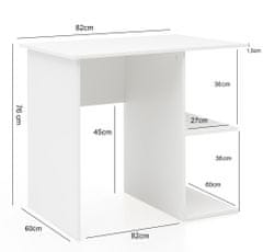 Bruxxi Počítačový stôl Eris, 82 cm, biela