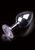 Dolce piccante Análny kolík kovový s kryštálom Jewellery Large Silver Diamond purple