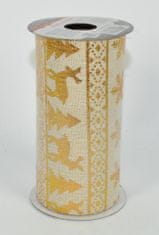 DUE ESSE Set 4 ks dekoračnej béžovej stuhy 11,3 × 270 cm, zlatý dekor