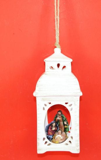 DUE ESSE Vianočná porcelánová lucerna so scénou z betlehemu, 21 cm, typ č.1