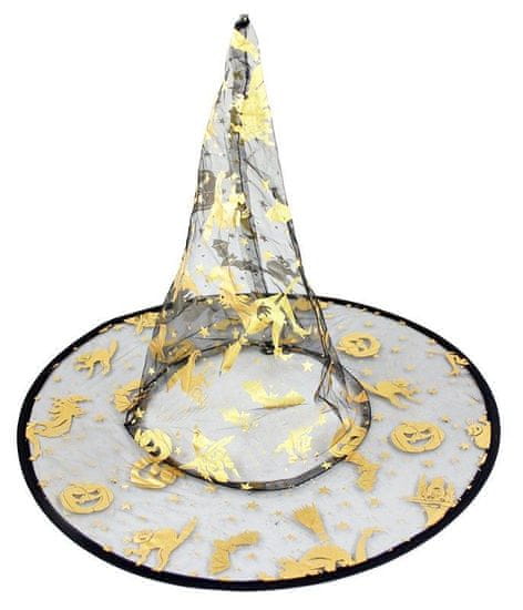 Čarodejnícky detský klobúk s magickými motívy - HALLOWEEN - 28 cm
