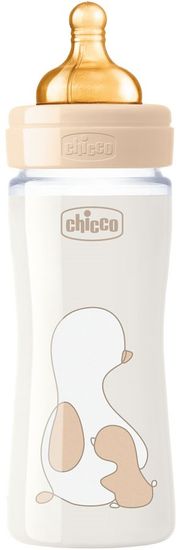 Chicco Fľaša dojčenská sklo Chicco Original Touch latex, 240ml - neutral