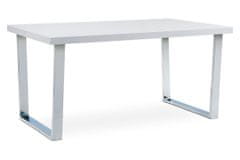 Autronic jedálenský stôl 150x90 cm, MDF doska, biely vysoký lesk, chromovaná podnož AT-2088 WT