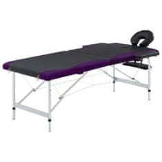 Vidaxl 2-zónový skladací masážny stôl čierno-fialový hliníkový