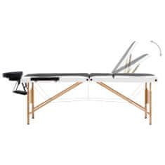 Petromila vidaXL Skladací masážny stôl, 3 zóny, drevo, čierno biely