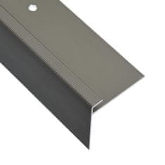 Vidaxl Schodové lišty v tvare F 15 ks, hliník 134 cm, hnedé