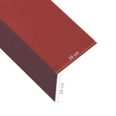 Vidaxl Lišty v tvare L 90° 5 ks, hliník, červené 170 cm, 100x100 mm