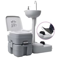 Vidaxl Prenosná kempingová toaleta a umývadlo rúk sivé