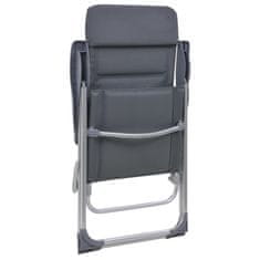 Vidaxl Kempingové stoličky 2 ks sivé 58x69x111 cm hliníkové