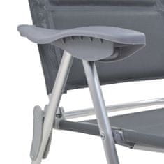 Vidaxl Kempingové stoličky 2 ks sivé 58x69x111 cm hliníkové