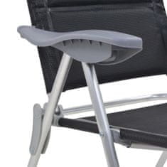 Vidaxl Kempingové stoličky 2 ks čierne 58x69x111 cm hliníkové